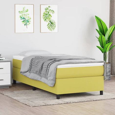 Sommier à ressorts de lit Cadre à lattes pour Lit adulte Vert 90x200 cm Tissu FR74614 (1/5)