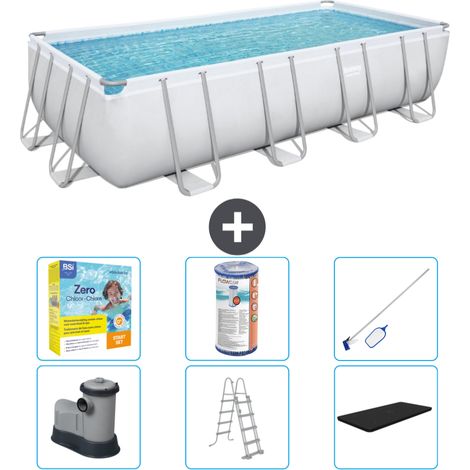 Piscine Rectangulaire Bestway Power Steel - 549 x 274 x 122 - Grise - Comprend des Accessoires CB36 (1/4)