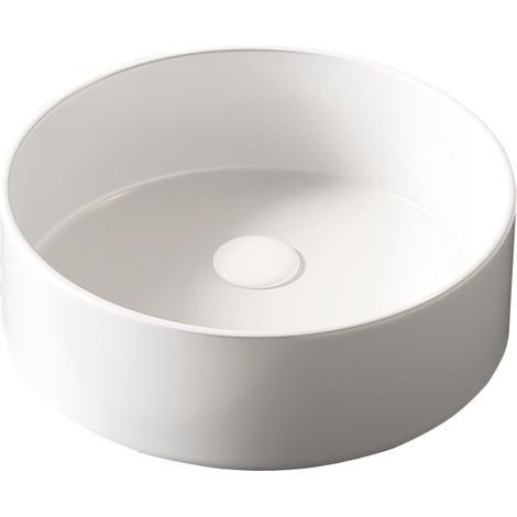 36cm Badezimmerspiegel, runde Aufsatzkeramikschüssel ohne Wasserhahn, ohne Schrank, weiß