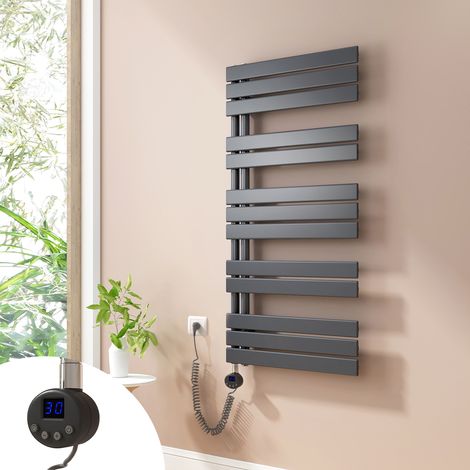 Heilmetz Badheizkörper Elektrisch Heizkörper mit Heizstab, Handtuchtrockner mit Temperaturgeregelte Heizstäbe, 120x60cm Anthrazit (1/5)
