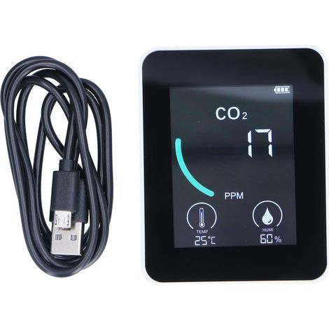 Rilevatore di CO2 2CO1T – LCD – Temperatura/Umidità – Allarme – Portatile – Monitoraggio in tempo reale – Casa/Ufficio – Bianco