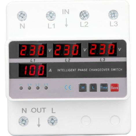 Commutateur de transfert de tension triphasé, sélecteur électrique monté sur Rail DIN, dispositif de Protection de courant AC220V 100A (1/5)