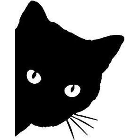 Lot de 4 autocollants tête de chat noir et blanc pour voiture, scooter, camionnette (tuning).