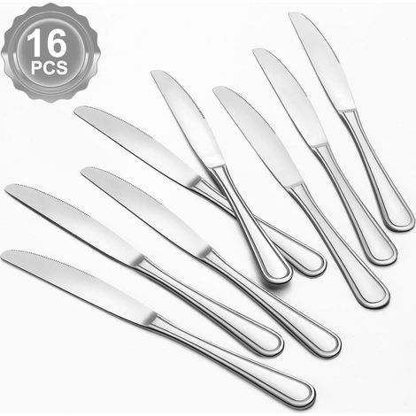 Tafelmesser 16 23 cm Edelstahl Silberner gemusterter Griff (1/5)