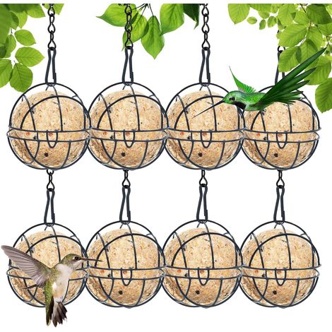 Mangeoires pour Oiseaux Sauvages, 8pcs Mangeoire à Oiseaux Suspendue à Boule, Bird Feeder pour Petits Oiseaux Sauvages, Métal Boule de Graisse Oiseau Mangeoire pour l'extérieur et l'intérieur (1/5)