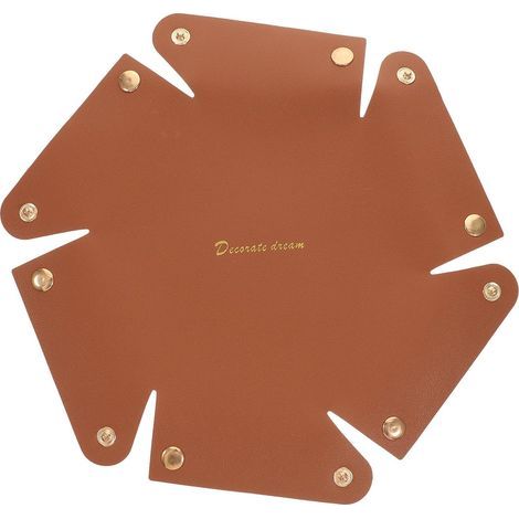 Große runde dekorative Aufbewahrungsschale/Schmuckschale aus braunem Leder, multifunktionaler Schreibtisch-Schlüsselorganizer für Eingangsbereich und Zuhause zur Aufbewahrung von Accessoires, Schmuck (1/5)