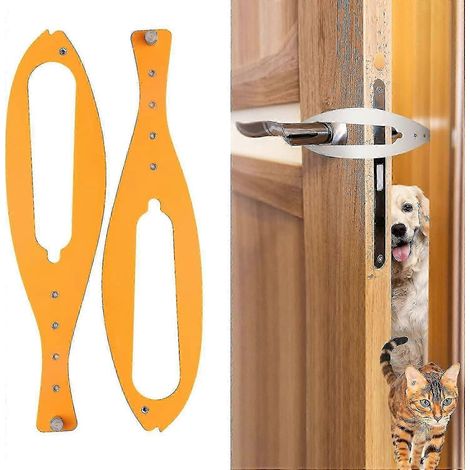 Lot de 2 loquets de porte pour chat, butée de porte flexible avec sangle réglable de 6,35 à 15,2 cm de large, facile à installer - Jaune (1/5)