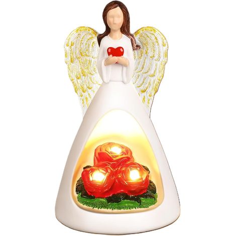 Statuetta di angelo custode con retroilluminazione a LED, regalo per mamma e nonna in occasione della Prima Comunione. (1/5)