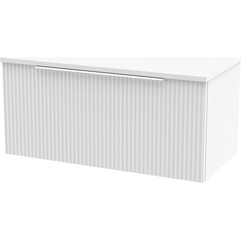 Tixall Fluted 1 Drawer Wall Hung Vanity Unit with Worktop, Satin White, 800mm