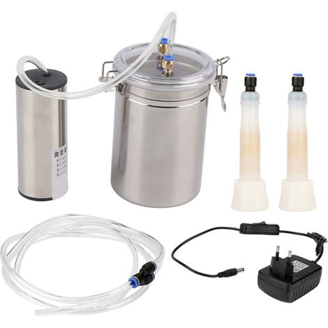 Luocute 2L Electric Milking Machine, Portable for Cows, with Vacuum Pump, Stainless Steel Bucket, for Dairy Farm, Sheep, Goats (for cattle, EU plug) (1/5)