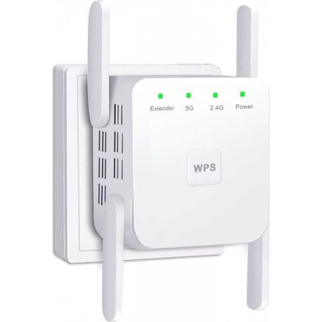 Répéteur Wi-Fi, extension de signal sans fil, améliore le signal Wi-Fi, 1200 Mbps, blanc (1/5)