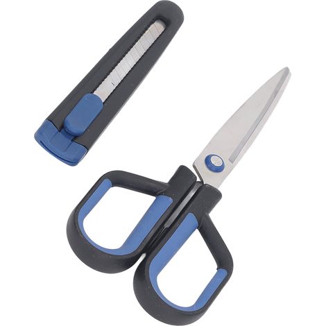 2 pièces ciseaux couteau utilitaire acier inoxydable cutter rétractable outils bricolage pour papier loisirs créatifs (1/5)