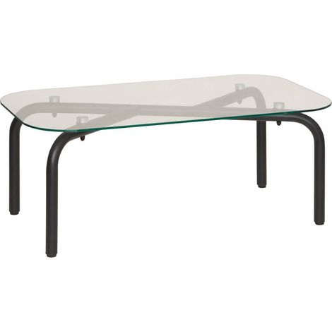Table basse en verre transparent et pieds en métal noir - Longueur 110 x largeur 60 x Hauteur 44,5 cm (1/4)