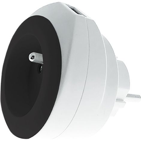Prise BEWATT avec chargeur USB noir – Port USB réversible 2.4A – Câble rétractable inclus – Compatible micro-USB, Lightning, USB-C – Watt & Co (1/5)