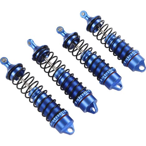 Quatre amortisseurs avant et arrière adaptés aux voitures télécommandées ARRMA 1/8, Typhon, Outcast et autres fabriqués en alliage d'aluminium amortisseurs à ressort bleus. (1/5)