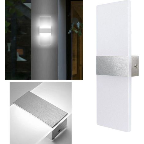 Moderna lampada da parete a LED per interni in acrilico, alluminio, illuminazione decorativa, luce quadrata, bianca 12W (1/4)