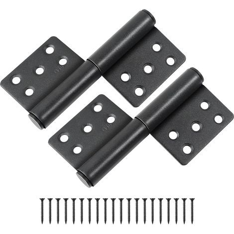 Juego de 2 bisagras de acero inoxidable 304 para puertas, bisagras de bandera de 360 grados, bisagras atornillables, plegables para puertas de madera sin rebajes y puertas interiores (negras). (1/3)