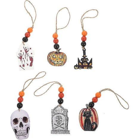 Lot de 6 perles en bois pour décoration d'Halloween (1/3)