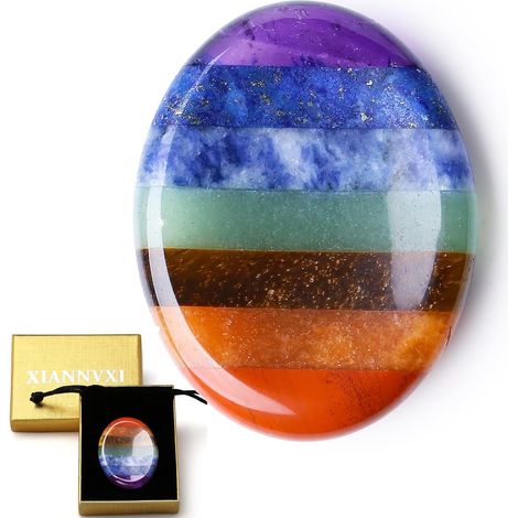 Pierre anti-stress en cristal des 7 chakras, idéale pour soulager le stress et l'anxiété. Cadeau de cristal de guérison. Pierre précieuse polie pour la méditation. Cadeau pour maman. (1/5)