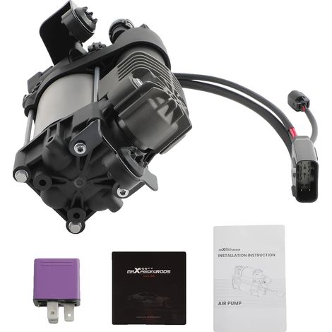 Compresor de suspensión neumática, construcción duradera de metal y plástico, dimensiones: 10,3 x 8 x 6,5 pulgadas, para Dodge Ram y Jeep Grand Cherokee WK2, voltaje: 12 V, corriente nominal: 20 A (1/5)