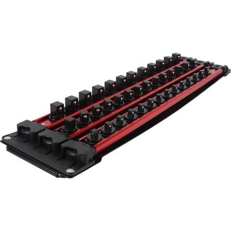Organisateur de Douilles, Support de Douilles Robuste en Aluminium avec 40 Emplacements pour 12 Pièces de 1/2 Pouces, 14 Pièces de 3/8 Pouces, 14 de 1/4, Plateau de Rangement d'Outils (1/5)