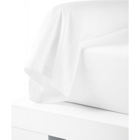Taie de traversin percale de coton piquée unie Blanc 86x240 cm