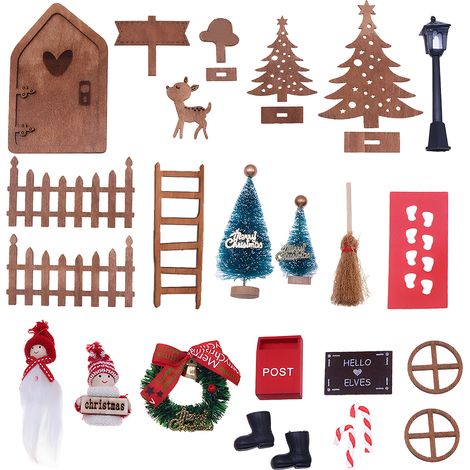 Série de Noël comprenant des ensembles de portes miniatures pour nains, des accessoires pour portes miniatures pour nains (1/5)