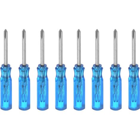8Pcs Ph0 Mini Tournevis Phillips 2mm Tête Croisée Magnétique Bleu (1/5)