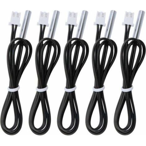 5 pièces Sonde de température 10k B3950, Capteur de température -25 à 125 degrés Celsius, 0,5 mètre sonde de capteur de température NTC Sensible en Acier Inoxydable de 1,64 Pieds (1/5)