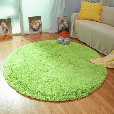 Tapis de salon moderne, tapis rond ultra doux pour chambre à coucher, tapis d'intérieur en velours moelleux, coussin décoratif doux à poils longs pour chaise, coussin pour canapé (vert, 140 x 140 cm) (1/5)