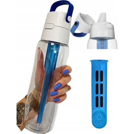 Botella de agua Dafi Solid con filtro, azul, 0,7 l, fabricada en Tritan (1/3)