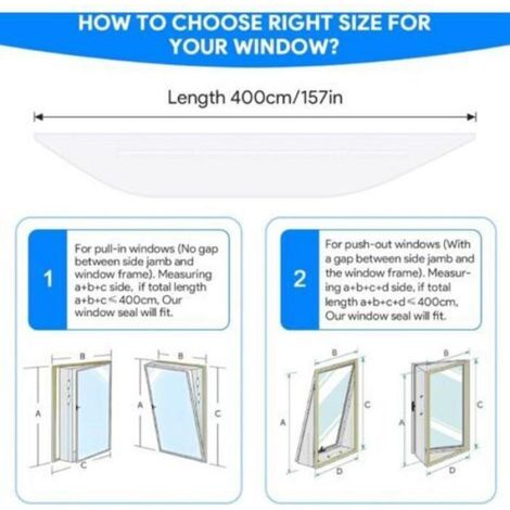 Kit joint fenêtre pour clim portable, châssis 400 cm, protection air chaud, fermeture éclair adhésive, compatible sèche-linge (1/4)