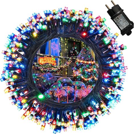 Lichterkette Weihnachtsbaum - 35M 350 LED Bunt Lichterkette Außen Strom mit Timer Speicherfunktion, Grünes Kabel, Wasserdicht 8 Modi Weihnachtsbeleuchtung für Garten Weihnachten Deko (1/5)