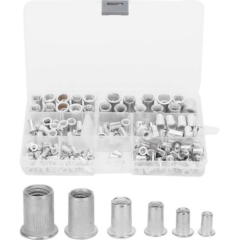 165 pièces / boîte - Kit d'écrous à sertir en aluminium M3 / 4 / 5 / 6 / 8 / 10