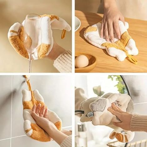 adorables serviettes en microfibre en forme de chat, douces et absorbantes, à suspendre dans la cuisine pour la décoration intérieure.