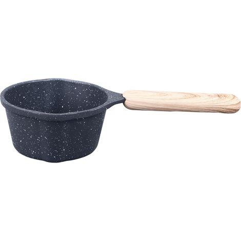 Casserole de cuisson antiadhésive à bords hauts en pierre médicale avec becs verseurs pour verser l'huile, le lait, chauffer et frire, noire. (1/5)