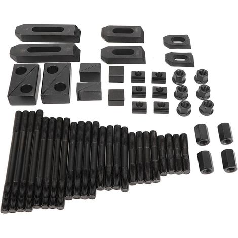 Kit de 58 pinces à rainure en T, plateau de presse combiné trempé pour tour et fraiseuse M10 (1/5)