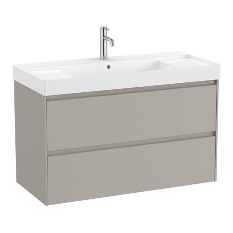 MUEBLE LAVABO DOBLE BLANCO 1000X460 ONA STANDARD 2 CAJONES LED GRIS ARENA