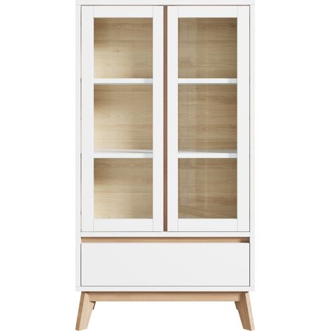 Armario de cocina despensa con estantes ajustables 80x40x150 cm blanco y acabado madera HOMVRA (1/5)