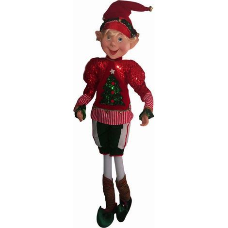 Elfo giullare gigante alto cm120 vestiti tessuto campanelle decorazione natale  in casa o arredamento locali vetrine natalizie e festose