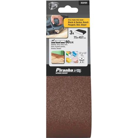Nastri 75x457 mm Grana 60 per levigatrici a nastro Black and decker X33096-XJ