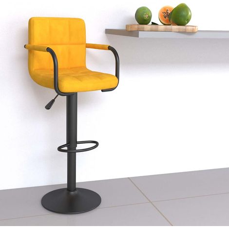 vidaXL Tabouret de bar Jaune moutarde Velours (1/5)
