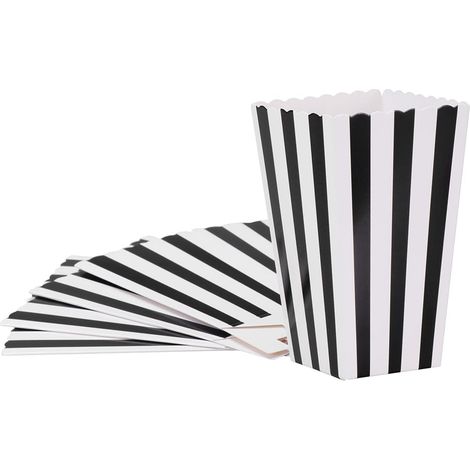 24 Boîtes à popcorn, Pliable, Papier noir, Cadeau fête cinéma (1/5)
