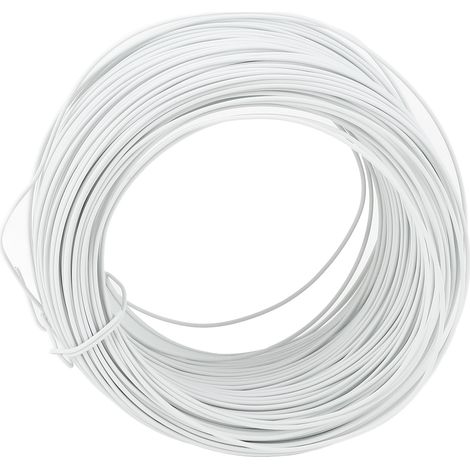 Fil de fer zingué électrolytique 0.55mm 85m rond enrobé PVC solide souple pliable pour ligaturage câbles blanc (1/5)