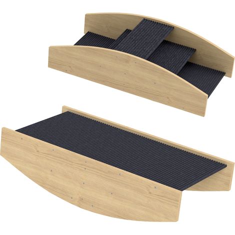 Hundetreppe, 3 Holzstufen, 80 x 39,5 x 20 cm, naturfarben, wendbar (2-in-1), für Agility-Training