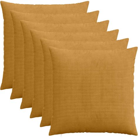 Housse de coussin 6 pcs HEERLEN Jaune 80 x 80 cm velours côtelé vidaXL