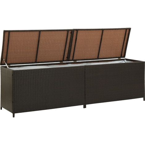 Le Poisson Qui Jardine – Coffre de jardin en résine tressée marron 200 x 50 x 60 cm – Cadre en acier – Résistant aux intempéries – Doublure avec fermeture éclair (1/5)