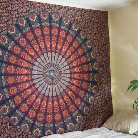 Tapisserie Tenture Murale Literie Mandala Indien Bohme150X130cm Odipie (1/4)