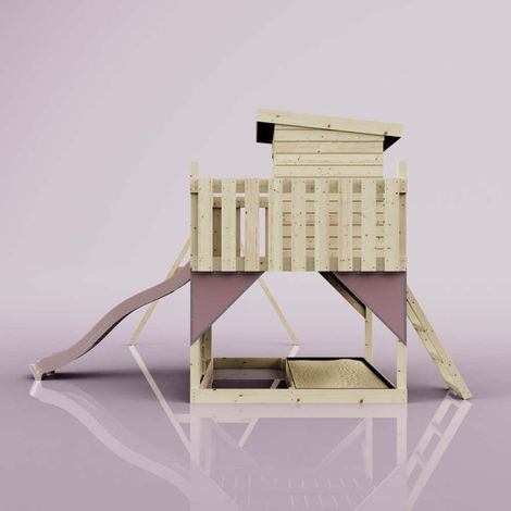 PolarPlay Spielturm Björn aus Holz in RosaKinderschaukel (1/5)