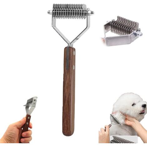 Pettini per animali domestici: Pettine antico in legno massello per gatti per rimuovere il pelo morto Pettine per cani per rimuovere il pelo Rastrello in argento per la toelettatura professionale. (1/5)